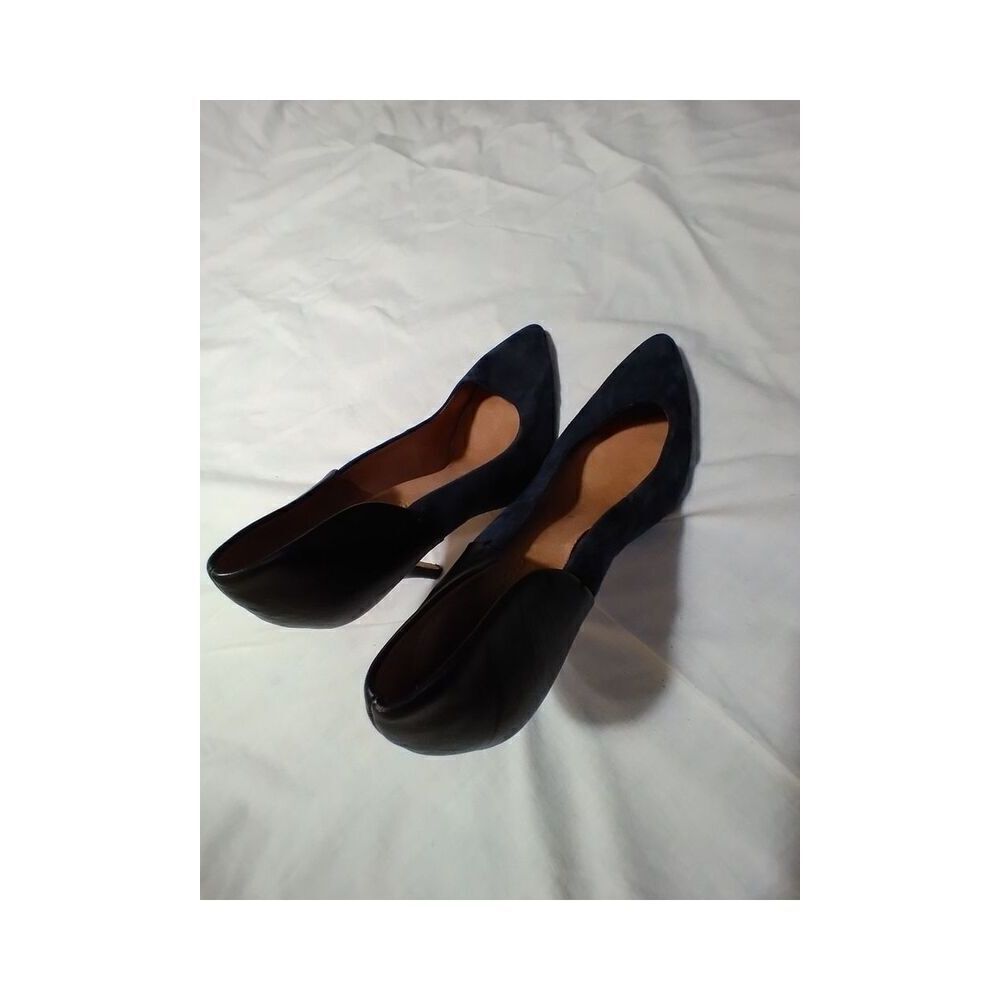 MADEWELL MADDIE LEATHER VELVET BLUE BLACK PUMPS SIZE 10 - Picture 7 of 7